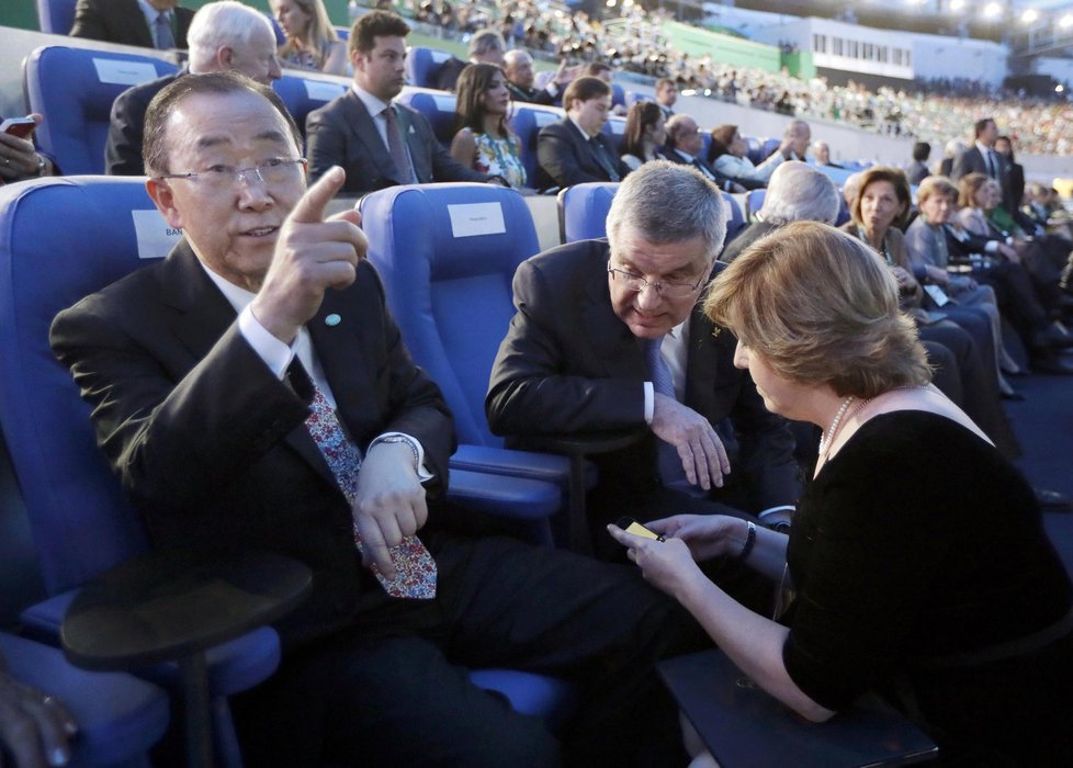Generální tajemník OSN Pan Ki-mun při zahájení olympiády v Riu