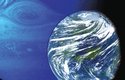 Hypotetická obří planeta Polyphemus a její obyvatelný měsíc Pandora z filmu Avatar