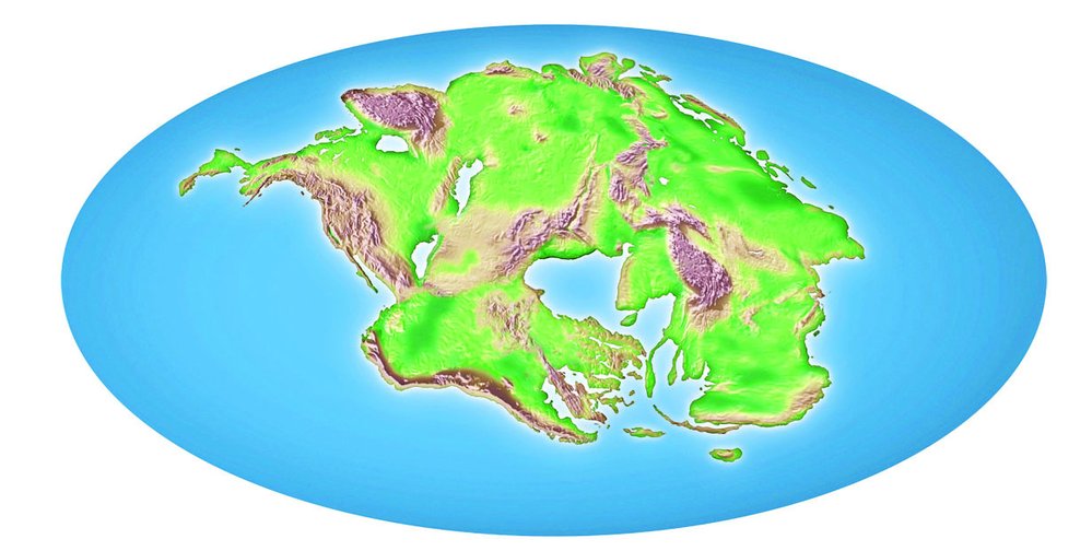 Obří superkontinent Pangea, na němž se odehrálo úvodní evoluční vzepětí vývojové skupiny Dinosauria