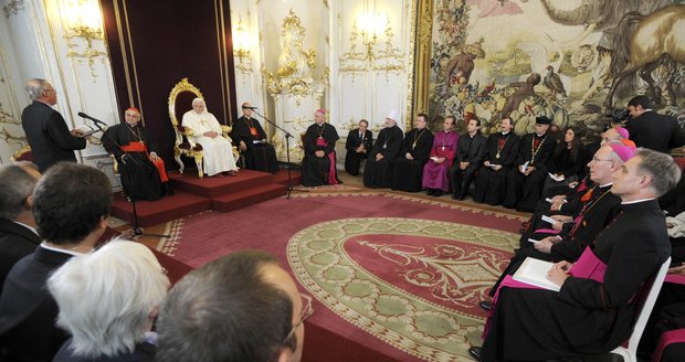 Papež Benedikt XVI. na setkání s Ekumenickou radou církví
