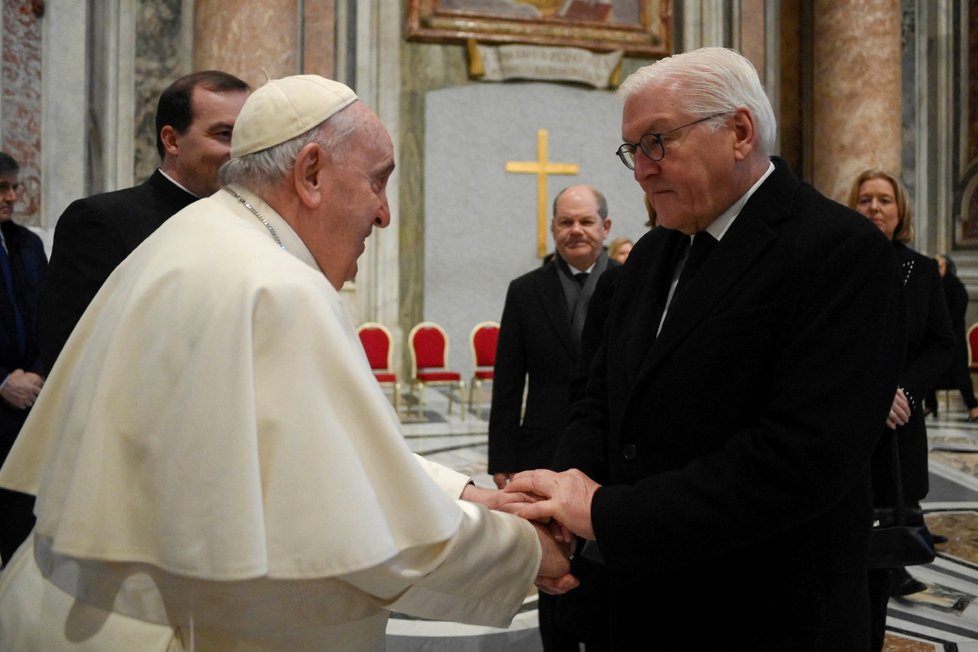 Papež František s německým prezidentem Frank-Walterem Steinmeierem