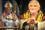 Portrét bývalého papeže Benedikta XVI., vytvořený ze 17 tisíc barevných kondomů