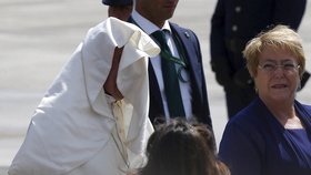 Papež František při návštěvě Chile.