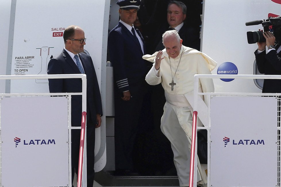 Papež František při návštěvě Chile.