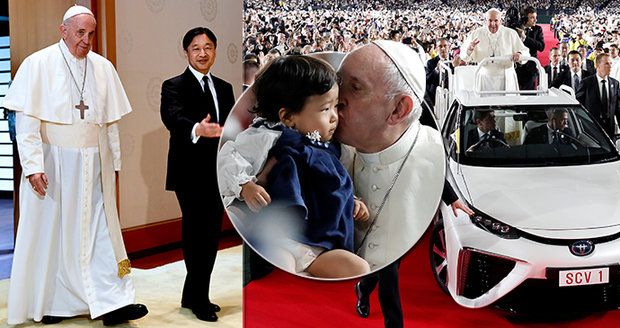 Audience u císaře, poblázněné davy. Papež v Japonsku mluvil i se zasaženými Fukušimou