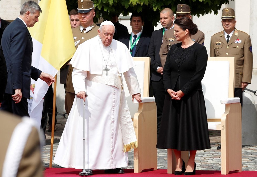 Papež František s maďarskou prezidentkou Katalin Novakovou (28.4.2023)