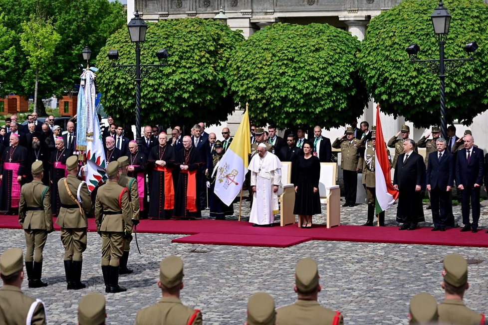 Papež František s maďarskou prezidentkou Katalin Novakovou. (28.4.2023)