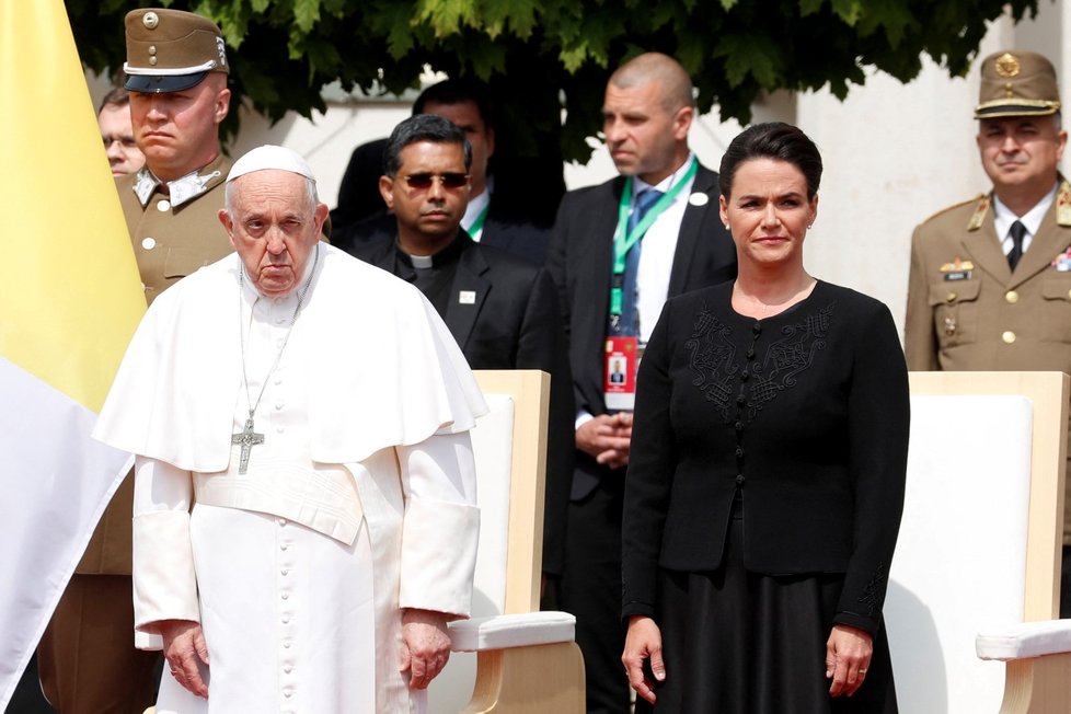 Papež František s maďarskou prezidentkou Katalin Novakovou. (28.4.2023)