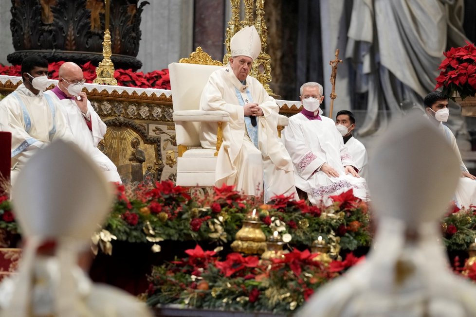 Papež František během novoroční mše (1.1.2022)