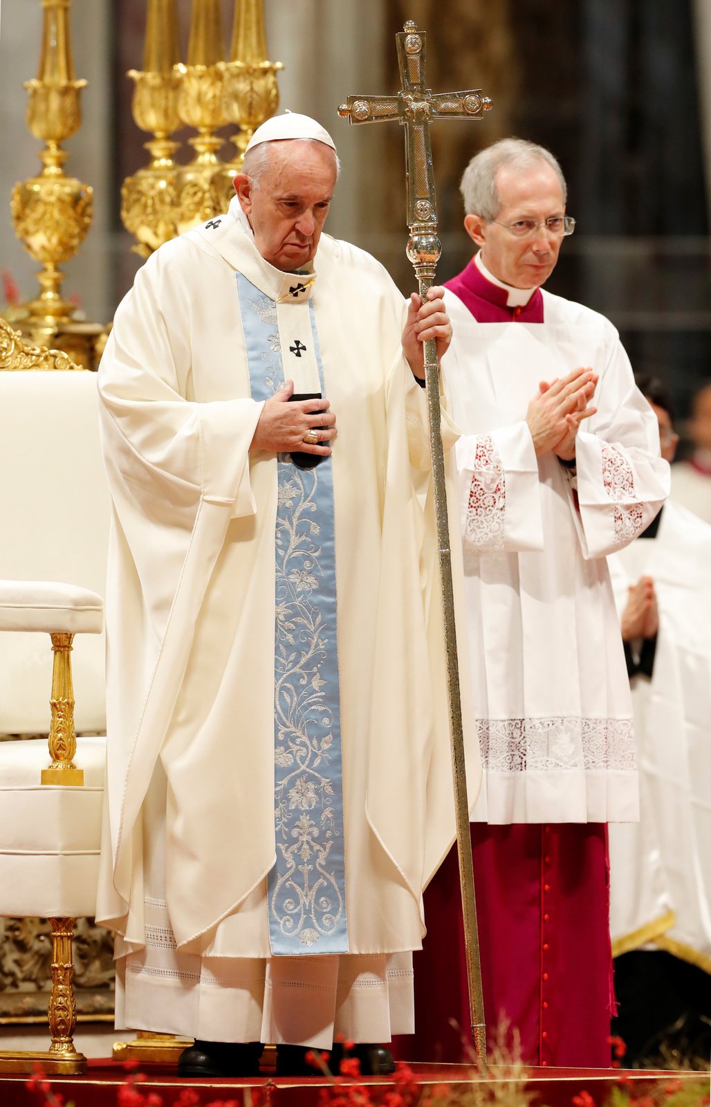 Papež František při první vatikánské bohoslužbě roku 2020 (1.1.2020)