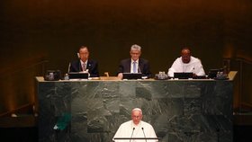 Papež František při projevu v OSN