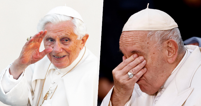 Papež Benedikt XVI. a František.