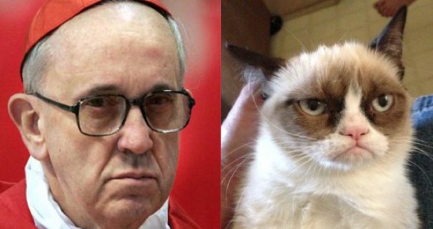 Zamračený papež a mrzutá kočka