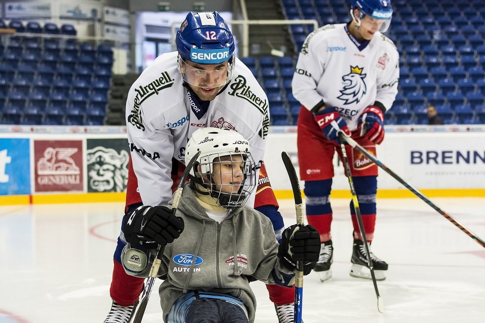 Díky Cestě za snem se Míša nedávno dostal na společný trénink s Českou hokejovou reprezentací před mistrovstvím světa