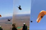 Paraglidista bojoval s prašným vírem. Házel s ním vysoko ve vzduchu.