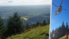 Záchrana paraglidistky v Krkonoších.