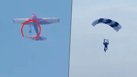 Šílené video: Parašutistovi se zasekla kombinéza ve dveřích, půl hodiny visel z letadla