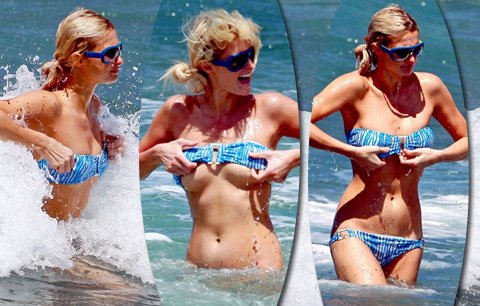 Paris Hilton sváděla v moři boj s vlnami a bikinami