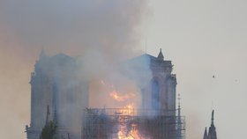 V pařížském Notre-Damu vypukl 15. 4. 2019 požár