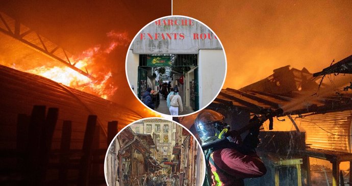 Požár zničil nejstarší zastřešenou tržnici s potravinami Marché des Enfants Rouges ze 17. století.