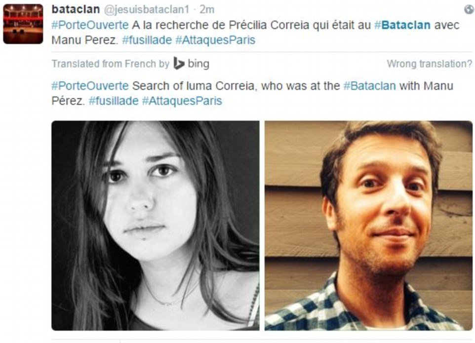 Vyděšení lidé hledají své pohřešované blízké po pátečních útocích v paříži na speciálním twitterovém účtu SOSParis1311.