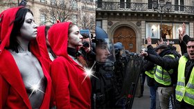 Nahé aktivistky při protestech hnutí žlutých vest v Paříži odkazují na Marianne, symbol francouzské revoluce. (15.12.2018)