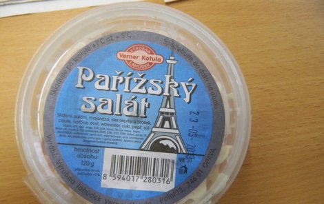 Pařížský salát, 120 g, použitelnost do: 23. 3. 2013.