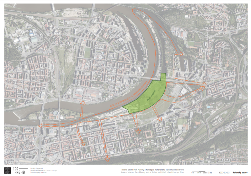 Vizualizace parku Maniny na Rohanském ostrově