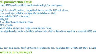 Aplikace Parkovací lístek Aplikace Parkovací lístek