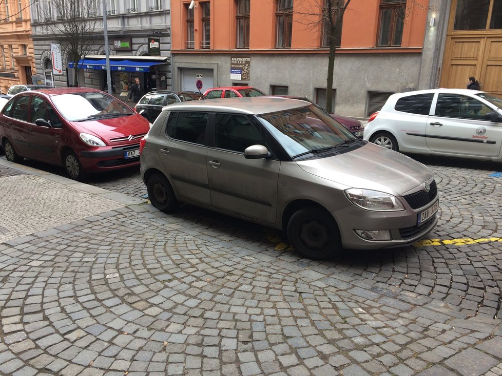 Někteří řidiči se s tím nepářou a auto nechávají na chodníku či před výjezdem na ulici.