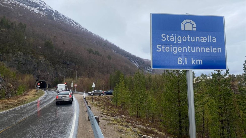 Místo tragédie, tunel Steigen v Norsku.