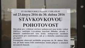 Odboráři v Dole Paskov vyhlásili na konci února stávkovou pohotovost. Zavření dolu ale nejspíš nezabrání.