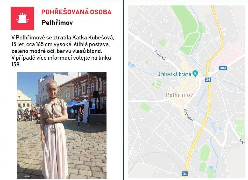 Policie po Kateřině (15) vyhlásila pátrání.