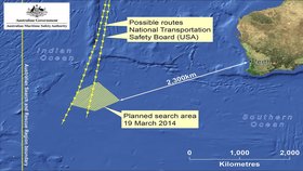 Objekty, související možná s pátráním po ztraceném letadle, našli prý v Indickém oceánu 2,5 tisíce kilometrů od Austrálie