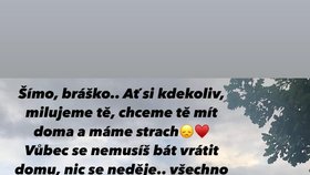 Bratr pohřešovaného Šimona z Přelouče prosí, ať se mladík vrátí domů