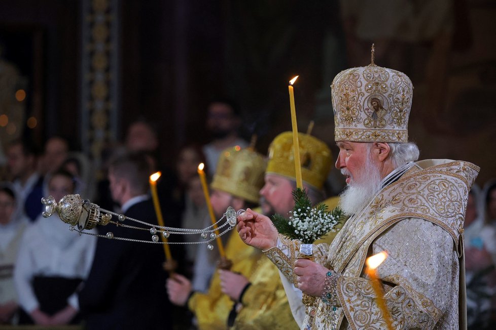 Kirill na vánoční mši (leden 2023).