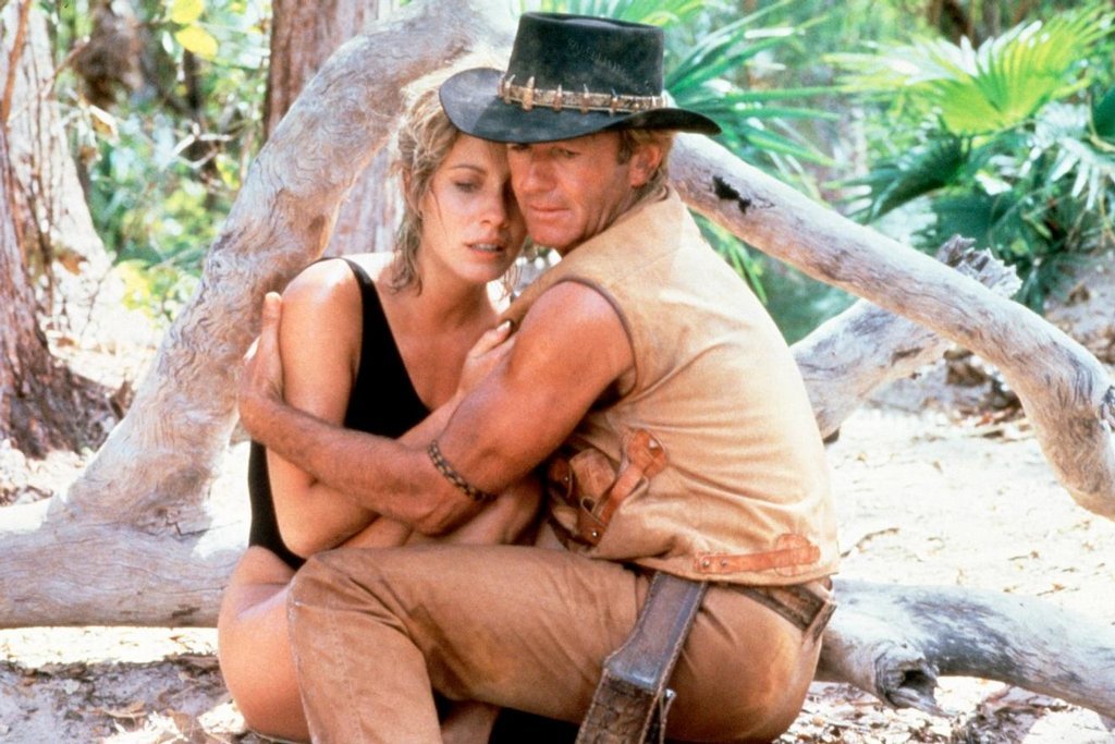 Paul Hogan a Linda Kozlowski ve filmu Krokodýl Dundee
