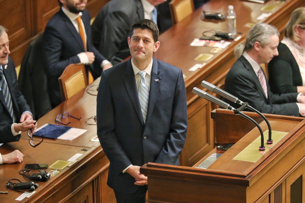 Třetí muž USA Paul Ryan vystoupil v Poslanecké sněmovně (27. 3. 2018).