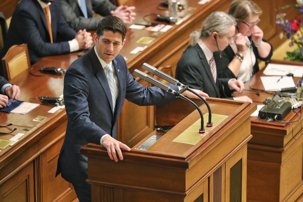 Třetí muž USA Paul Ryan vystoupil v Poslanecké sněmovně (27.3.2018)