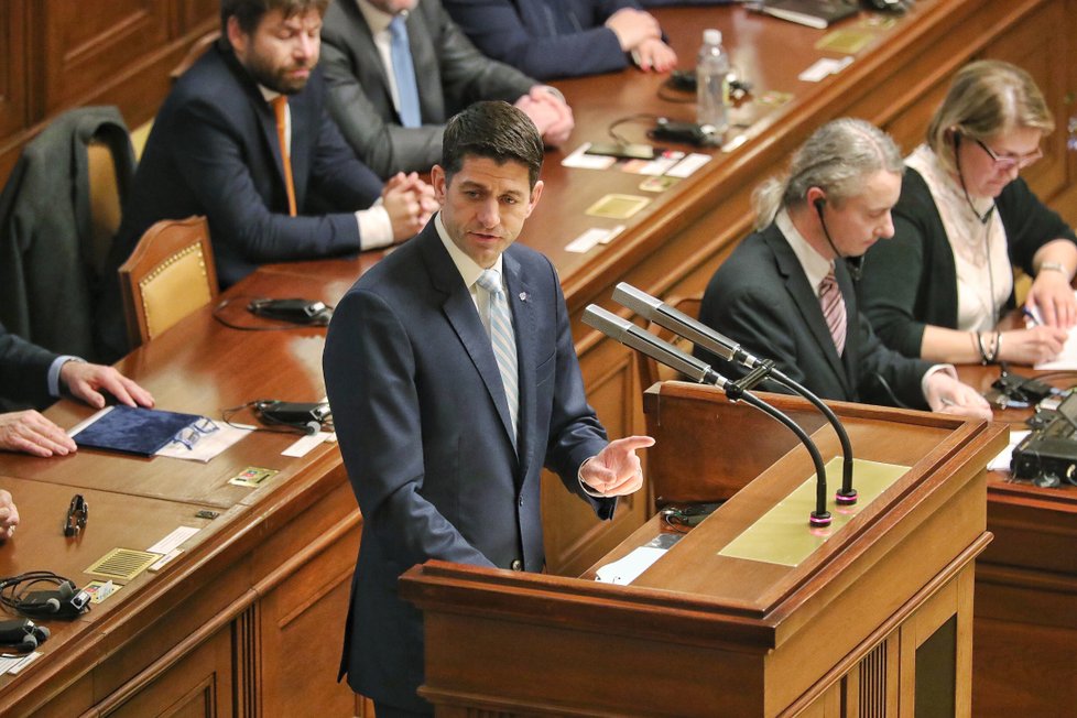 Třetí muž USA Paul Ryan vystoupil v Poslanecké sněmovně (27. 3. 2018).