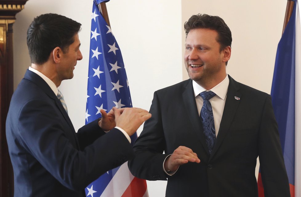 Paul Ryan při návštěvě Česka: Se šéfem Sněmovny Radkem Vondráčkem (ANO)