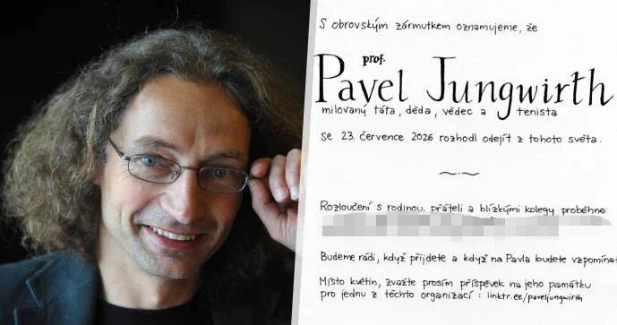 Unikátní parte profesora Pavla Jungwirtha obsahuje úryvek písně anebo zřejmě poslední vzkaz samotného vědce