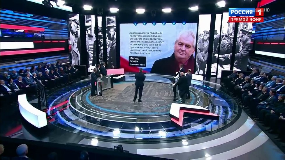 V ruské TV Rossija 1 v souvislsot is vlasovci citovali i prezidenta Zemana