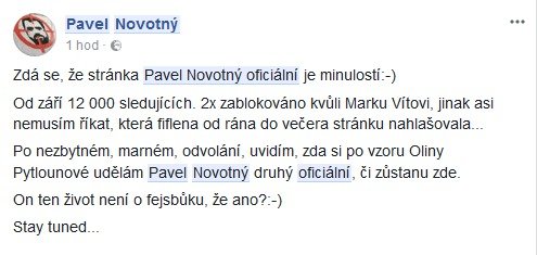 Pavel Novotný se vyjádřil na Facebooku.