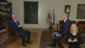 Prezident Petr Pavel během bilančního rozhovoru pro Českou televizi (8.3.2024)