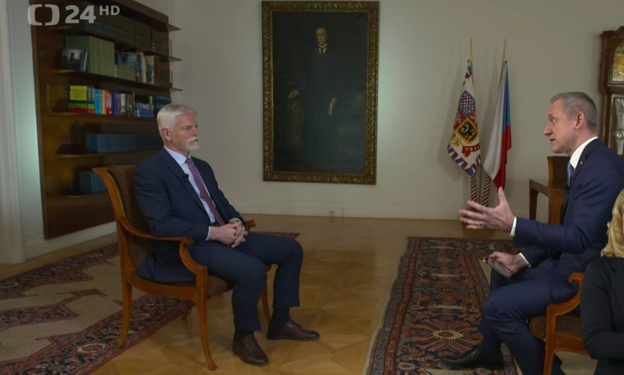 Prezident Petr Pavel během bilančního rozhovoru pro Českou televizi (8.3.2024)
