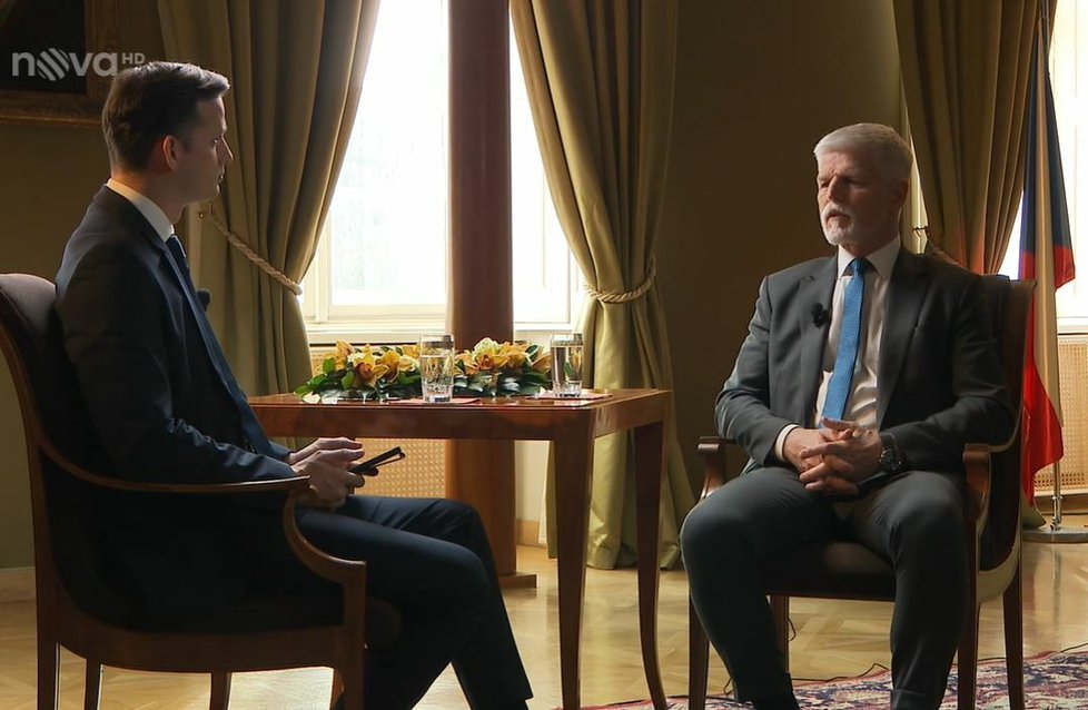 Prezident Petr Pavel při rozhovoru pro TV Nova