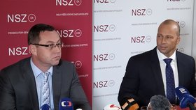 Nejvyšší státní zástupce Pavel Zeman (vlevo) obnovil stíhání premiéra Andreje Babiše v kauze Čapí hnízdo. Na snímku mluvčí Nejvyššího státního zastupitelství Petr Malý.