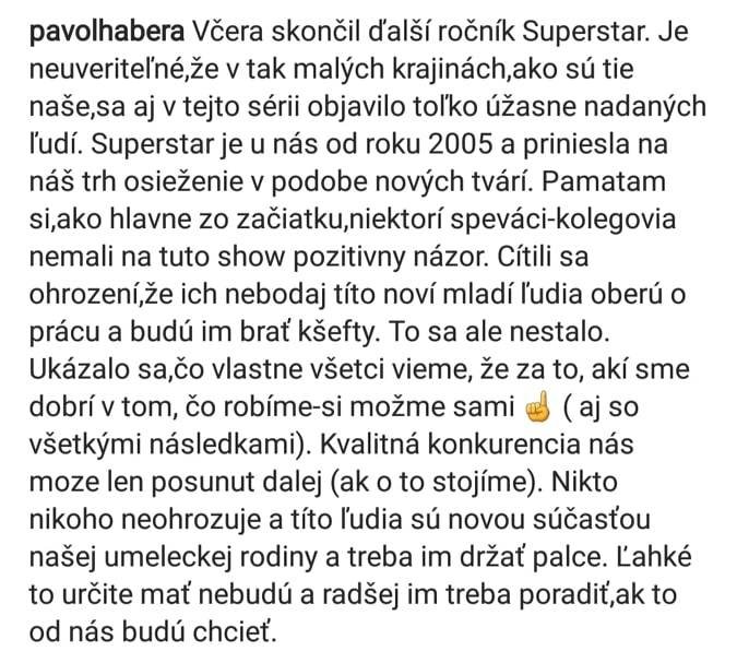 Pavol Habera se vypsal ze svých pocitů po skončení SuperStar 2020.