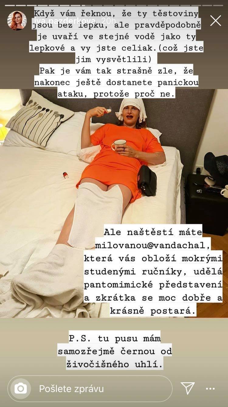 Iva Pazderková na dovolené měla silnou alergickou reakci